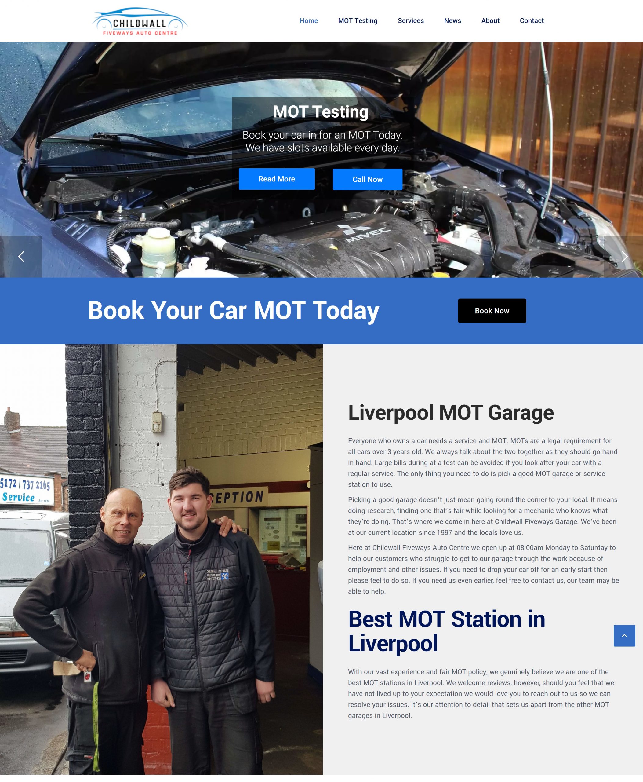Case Study: Childwall Fiveways Garage Website Screenshoot